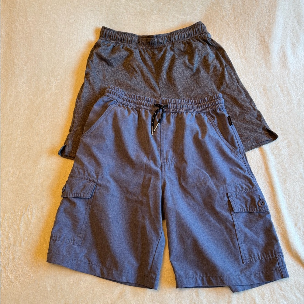 Old Navy Ring of Fire Boys Gray Blue Casual Shorts Set size 14 16 XL